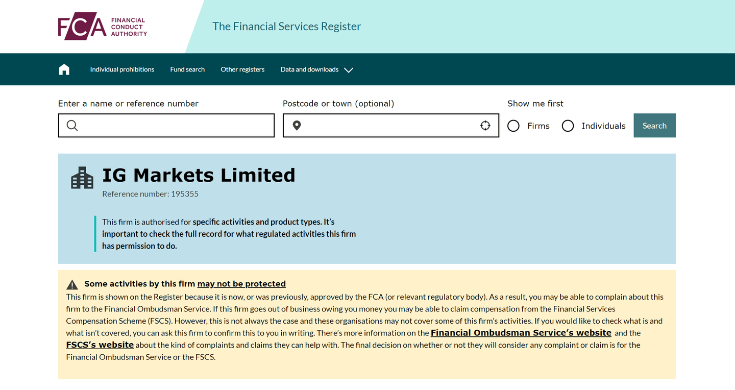 IG op de FCA website