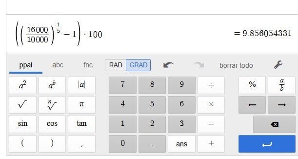 Voorbeeld van CAGR met een online calculator
