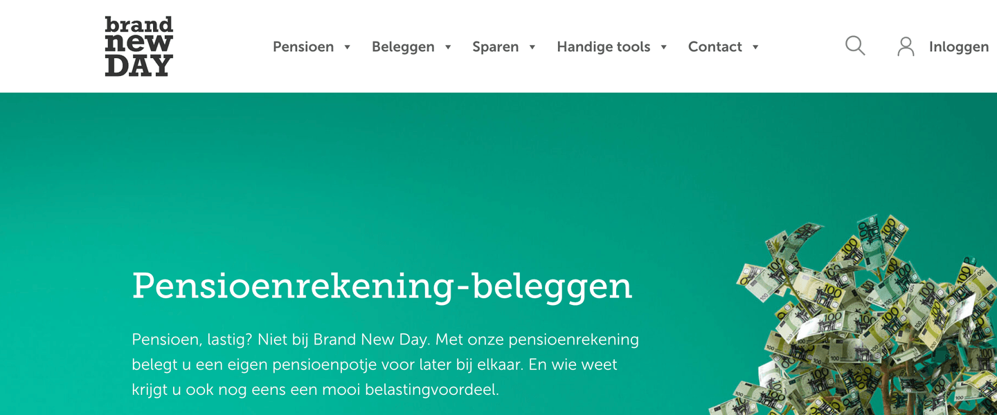Brand new day landing-page Bron: 
