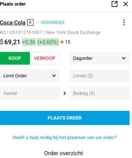 Stap 4: Vul de kooporder in.