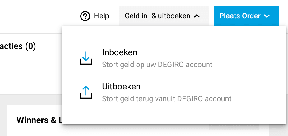 Geld storten of opnemen bij DEGIRO