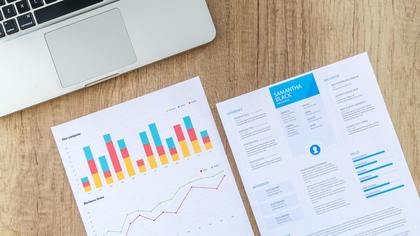 twee documenten met grafieken die een fundamentele analyse laten zien