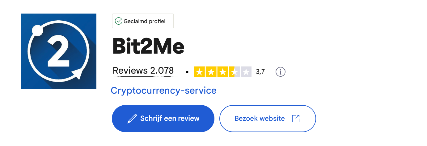 Trustpilot Bit2Me beoordeling