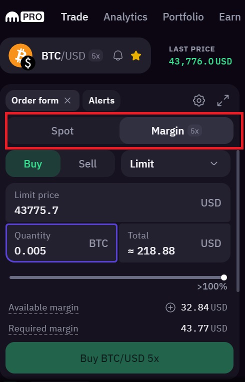 margin trading bij Kraken
