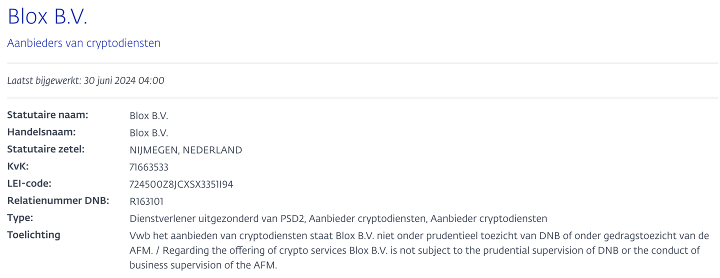Blox registratie AFM