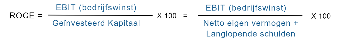 Hoe wordt de ROCE ratio van een bedrijf berekend?