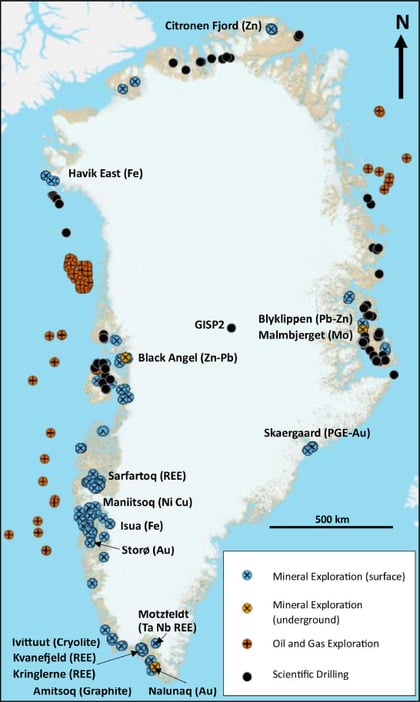 Mineraalreserves van Groenland | Bron: Science Direct