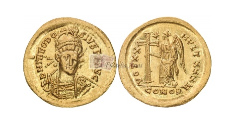 Byzantijnse solidus, Theodosius II (420-422 na Chr.) | Bron: Arias Numismatiek en Filatelie