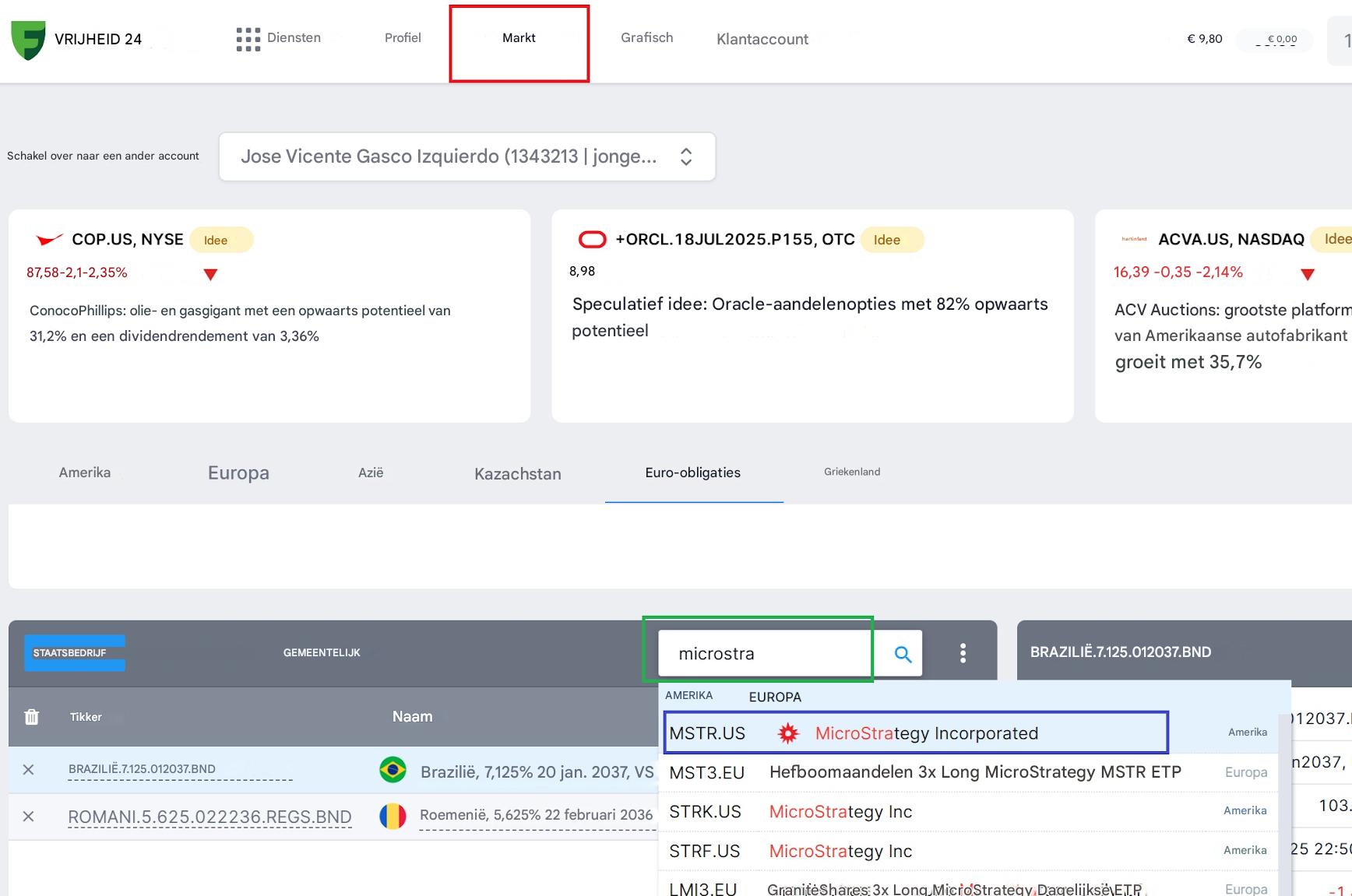 Stap 1: Zoek naar MicroStrategy-aandelen bij uw effectenmakelaar