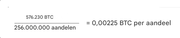 Hoeveel is elk aandeel MicroStrategy waard in Bitcoins?