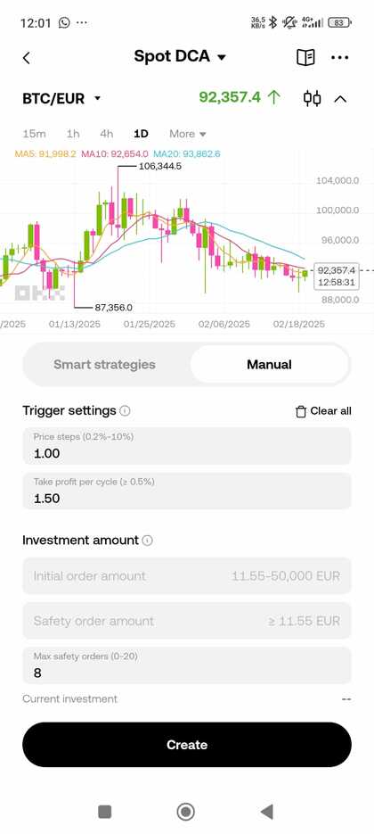 Een DCA-bestelling aanmaken via de OKX App