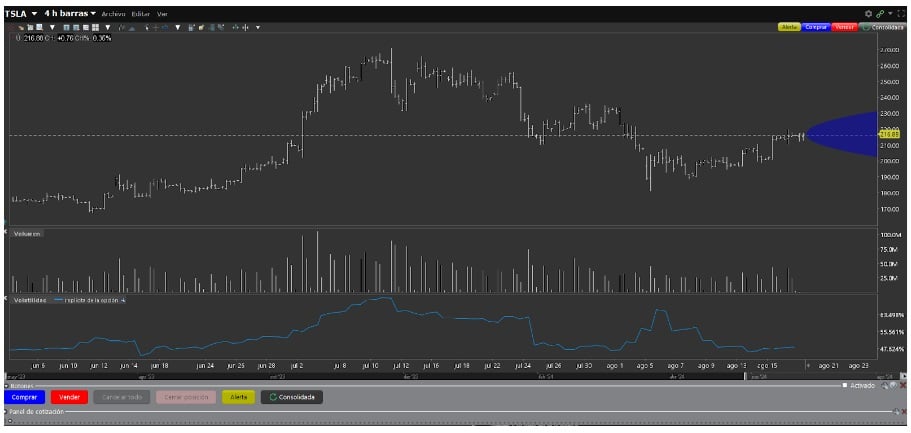 Grafiek van het Tesla-aandeel